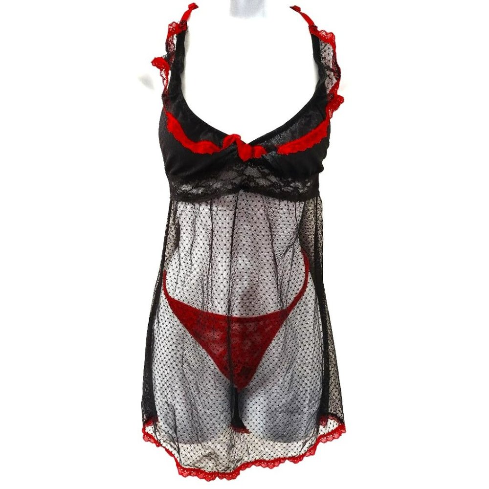 Carrie Amber - Sheer Lace Matching Lingerie Set